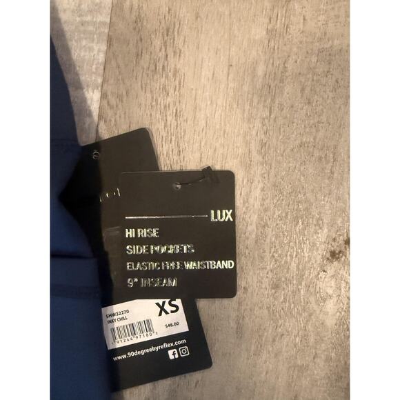 90 Degree by Reflex Bike Shorts Womens XS Lux Hi Rise Side Pockets Athletic Yoga - Picture 4 of 8